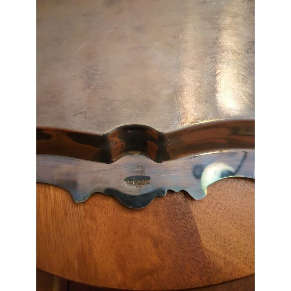Vintage Birmingham Silver Co. Elaborate 20” Silverplate Footed Butler’s Tray